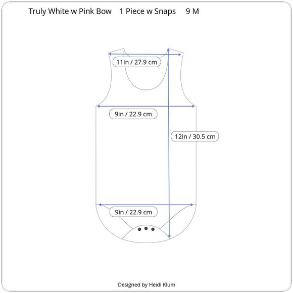 Truly 1 Piece White w Pink Bow Snaps and Trim 9 M - Picture 4 of 4